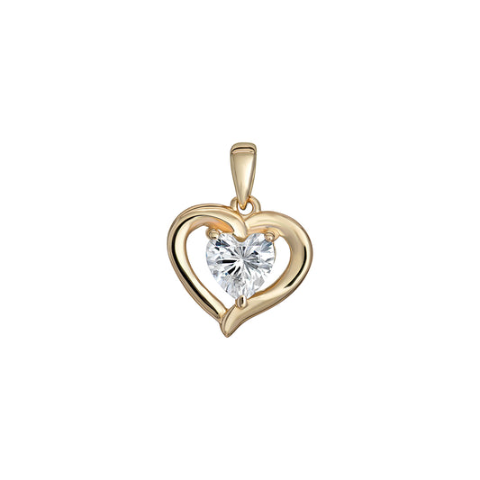 9ct CZ Open Heart Pendant