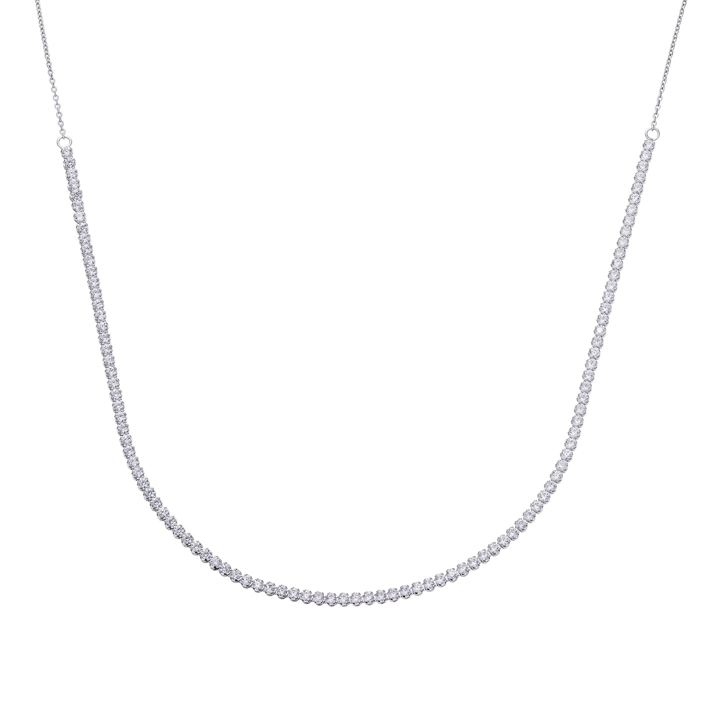 Sterling Silver CZ 2mm Half Tennis Necklet