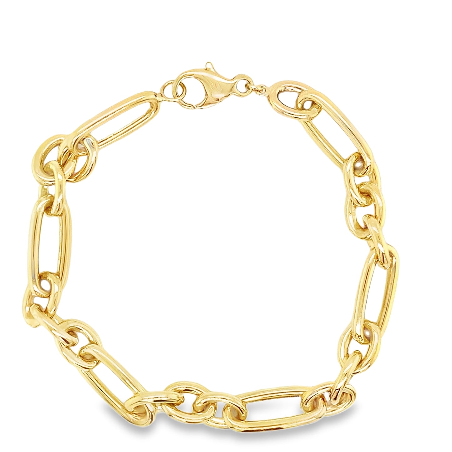 9ct Elongated Oval and Short Link High Polish Bracelet