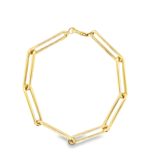 9ct Elongated Rectangle Link High Polish Bracelet