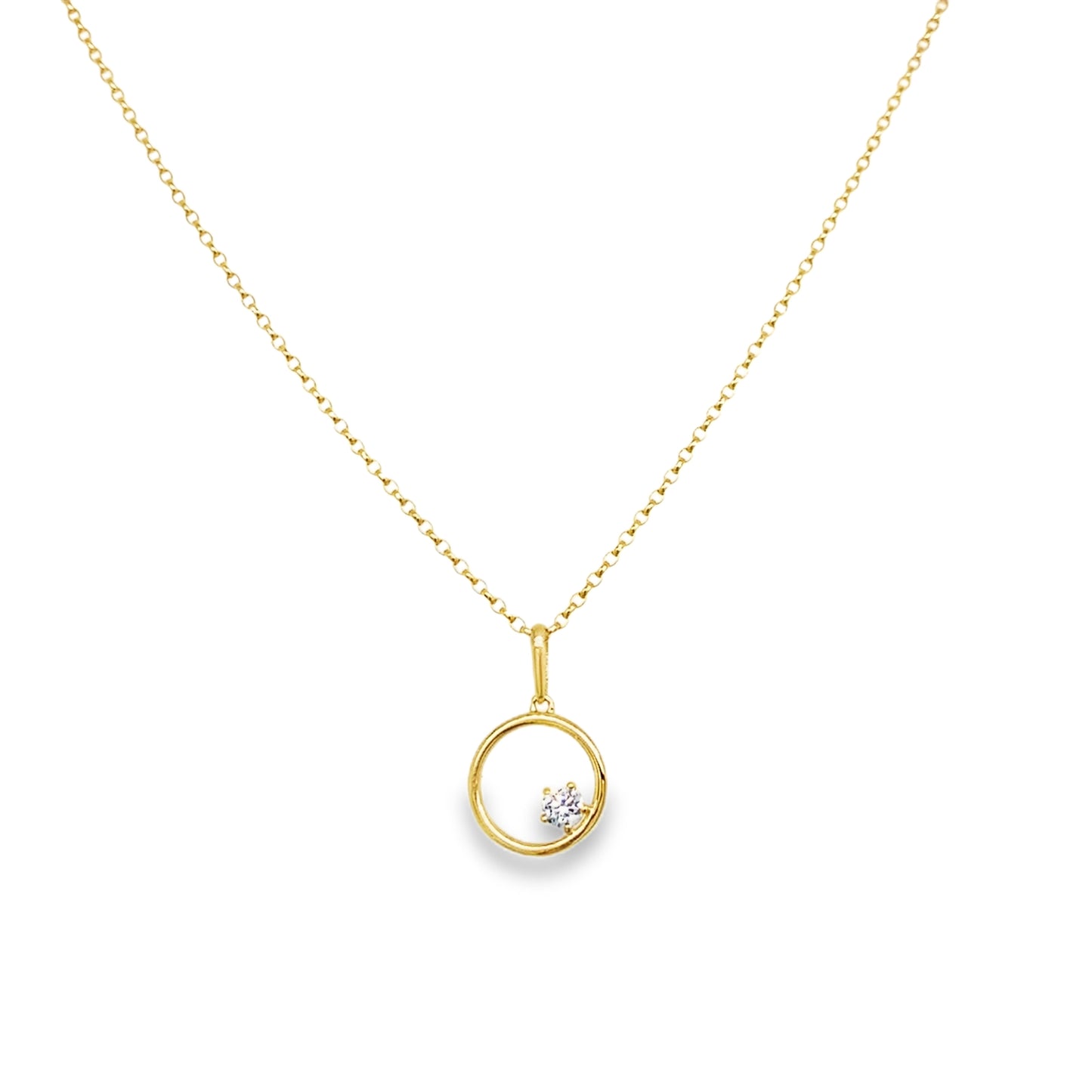 9ct Yellow Gold Open Circle CZ Pendant