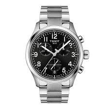 Gents Tissot Chrono L 42mm Black Chronograph Dial Steel Watch