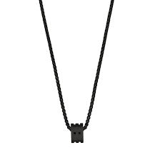 Gents Steelwear Stainless Steel  Black Lined Bead Pendant