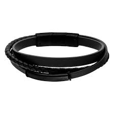 Steelwear Leather Multistrand Black Bracelet
