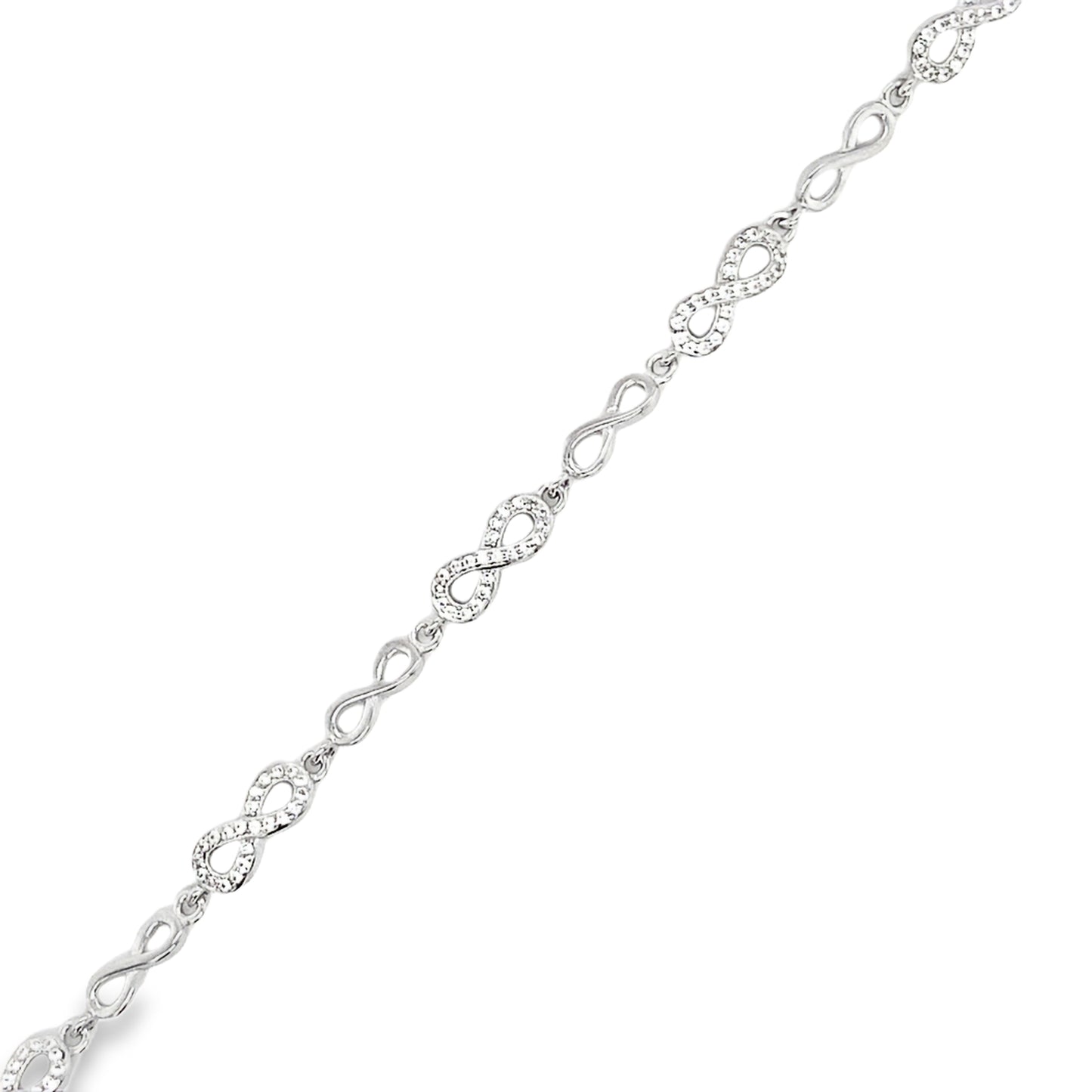 Sterling Silver CZ and Polished Infinity Bracelet