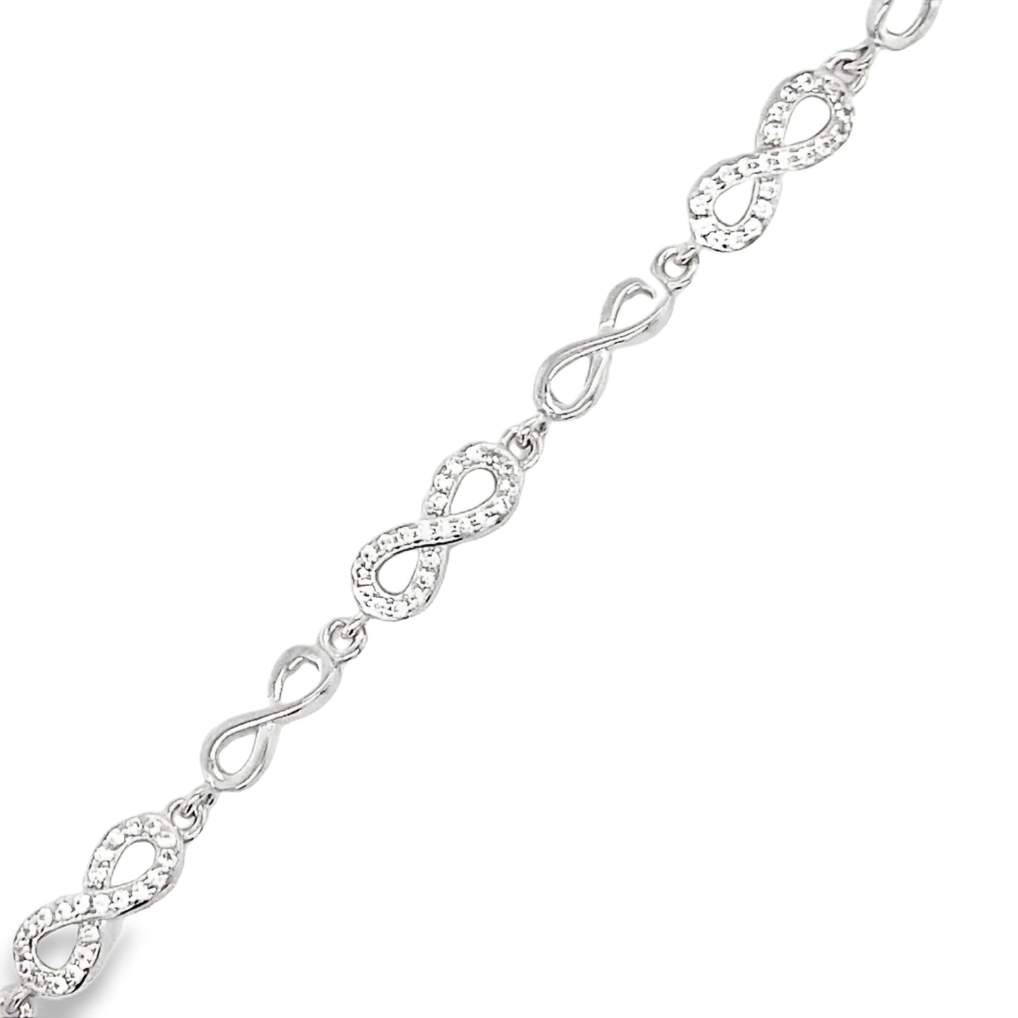 Sterling Silver CZ and Polished Infinity Bracelet