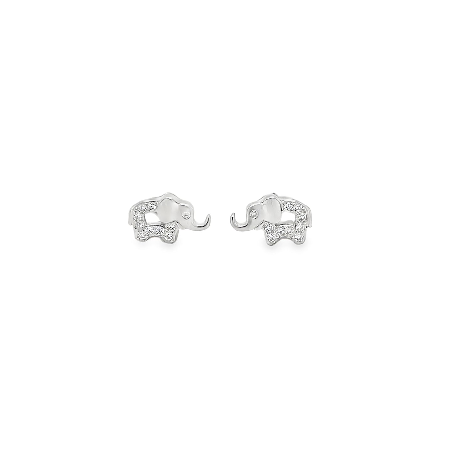Sterling Silver CZ Elephant Earrings