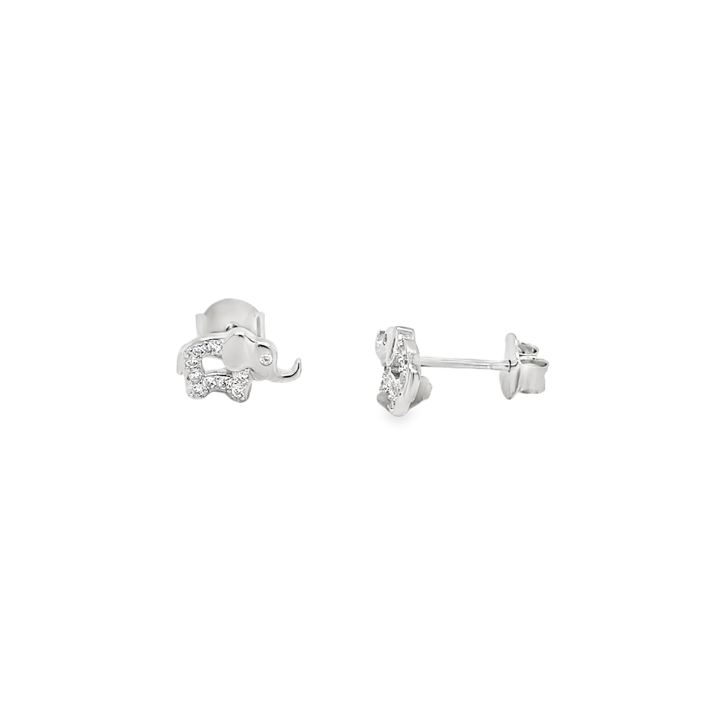 Sterling Silver CZ Elephant Earrings
