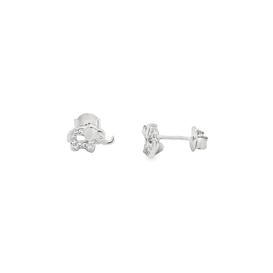 Sterling Silver CZ Elephant Earrings