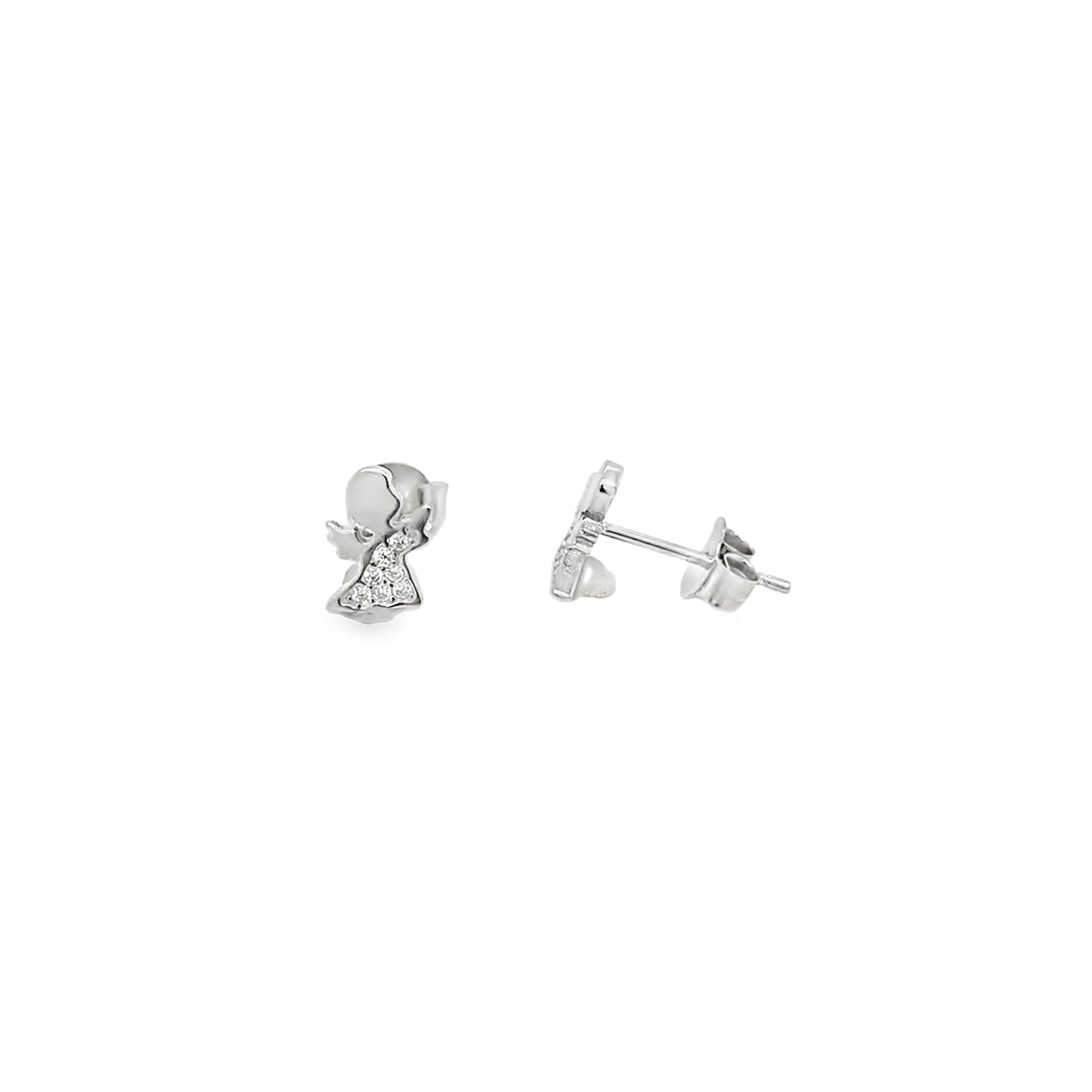 Sterling Silver CZ Angel Earrings