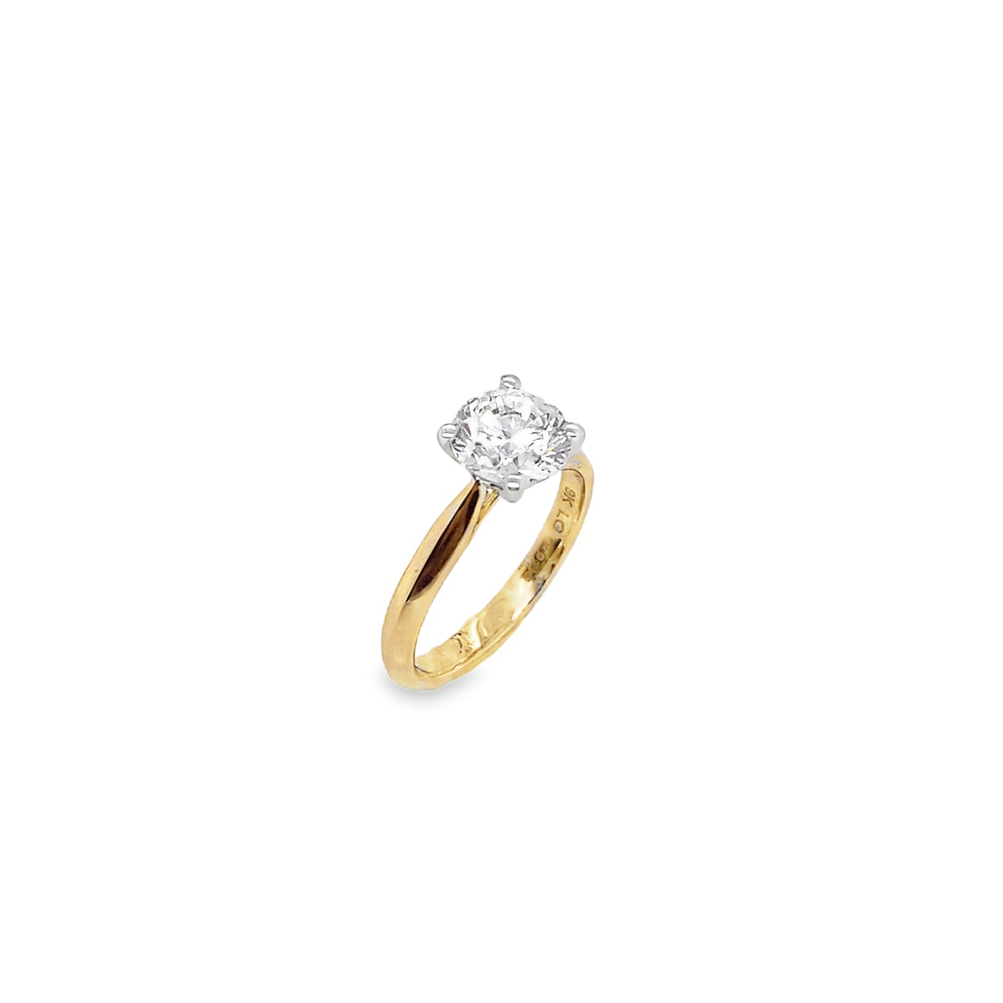 9ct Yellow Gold Round Brilliant Cultured Diamond Ring 1.50ct