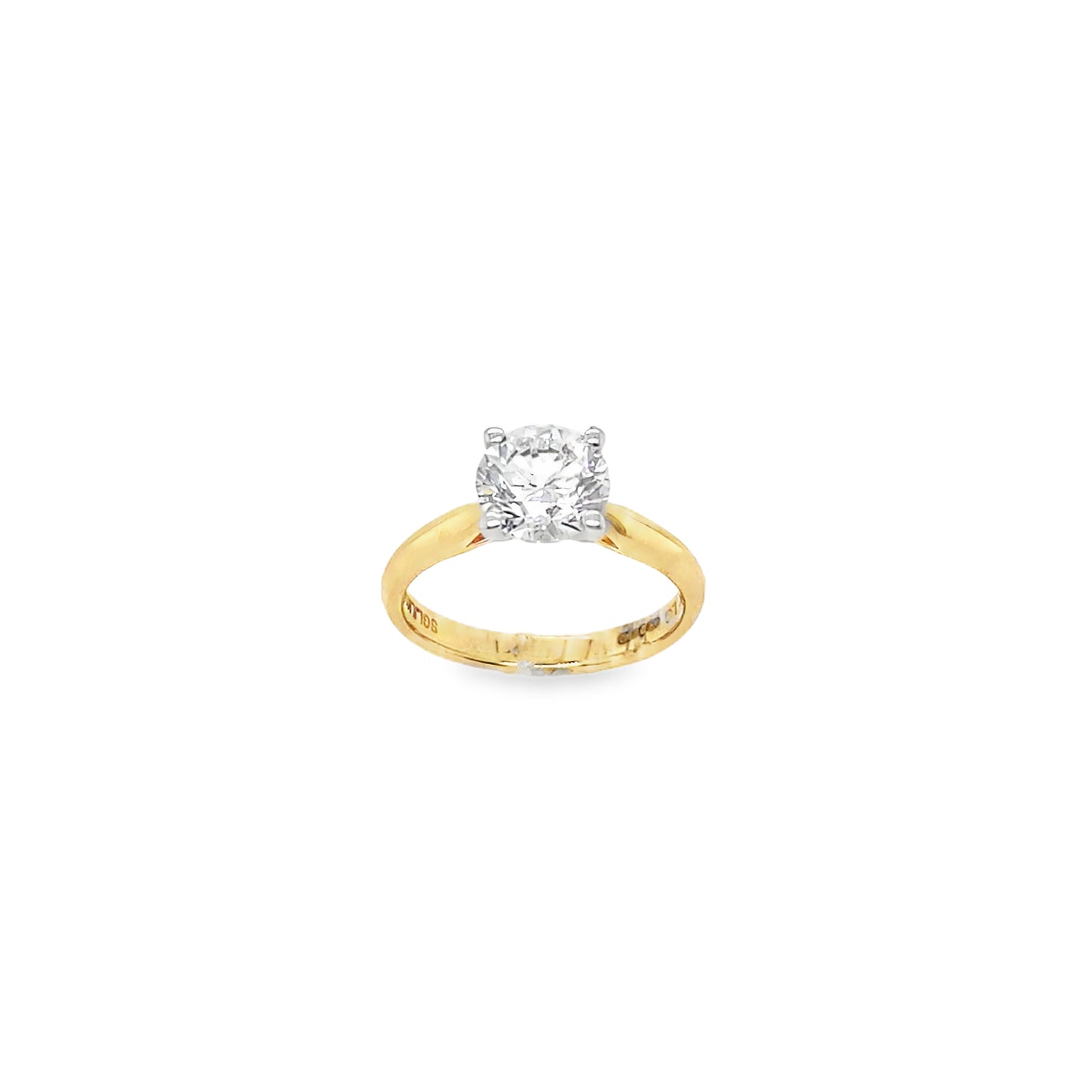 9ct Yellow Gold Round Brilliant Cultured Diamond Ring 1.50ct