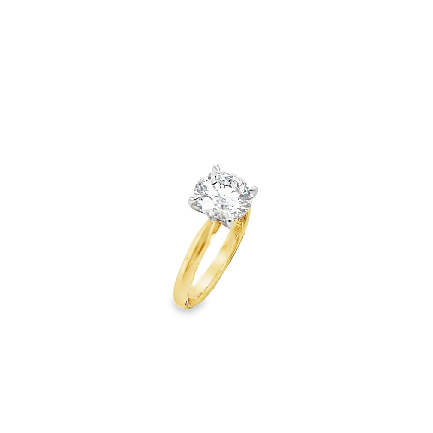 9ct Yellow Gold Round Brilliant Solitaire Cultured Diamond Ring 2.00ct