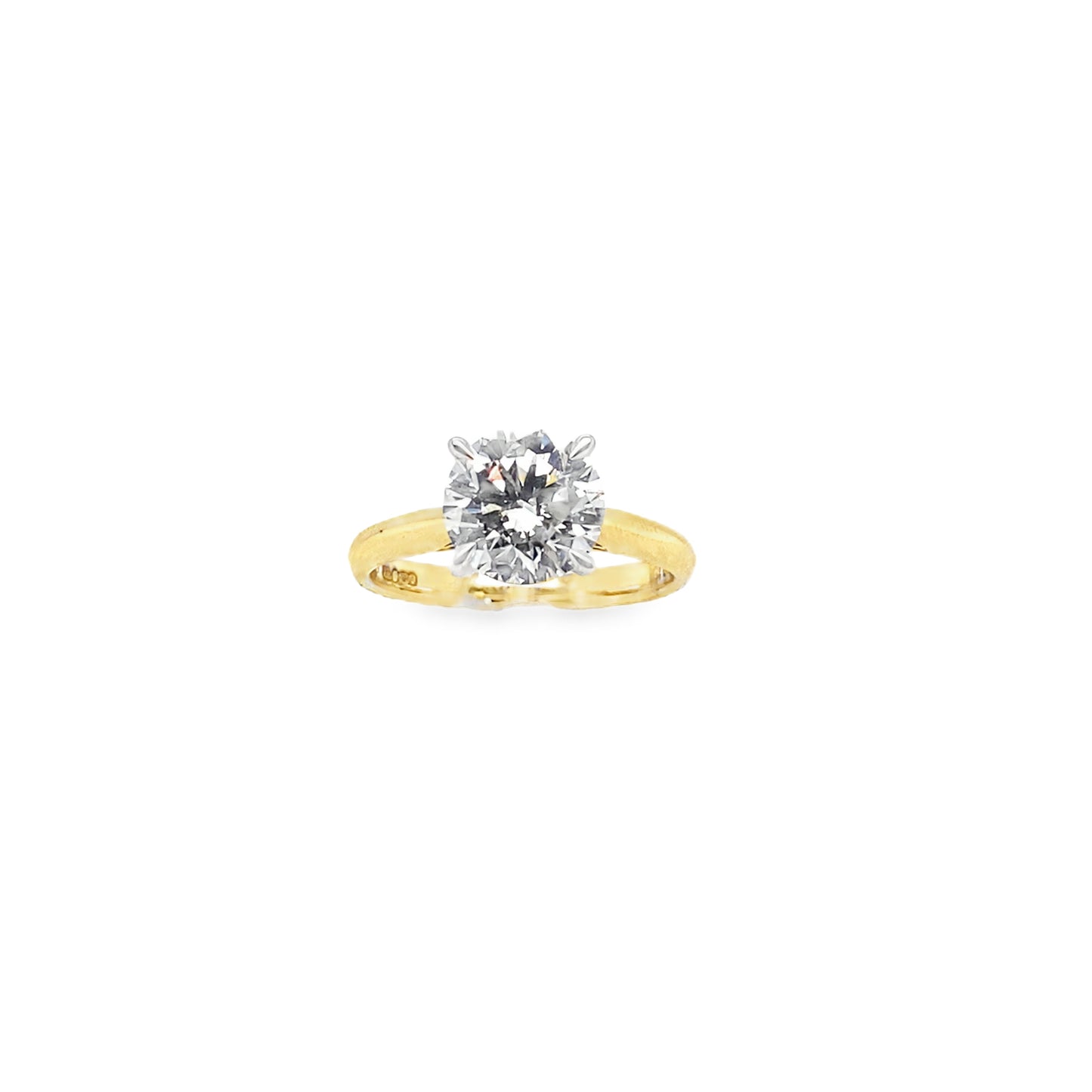 9ct Yellow Gold Round Brilliant Solitaire Cultured Diamond Ring 2.00ct