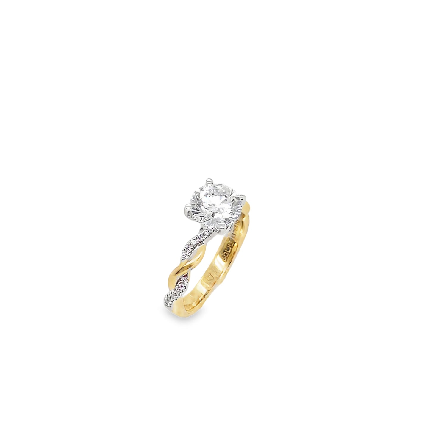 9ct Round Brilliant Solitaire Cultured Diamond Ring with Cultured Diamond Set Shoulders 1.73ct