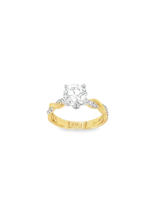 9ct Round Brilliant Solitaire Cultured Diamond Ring with Cultured Diamond Set Shoulders 1.73ct