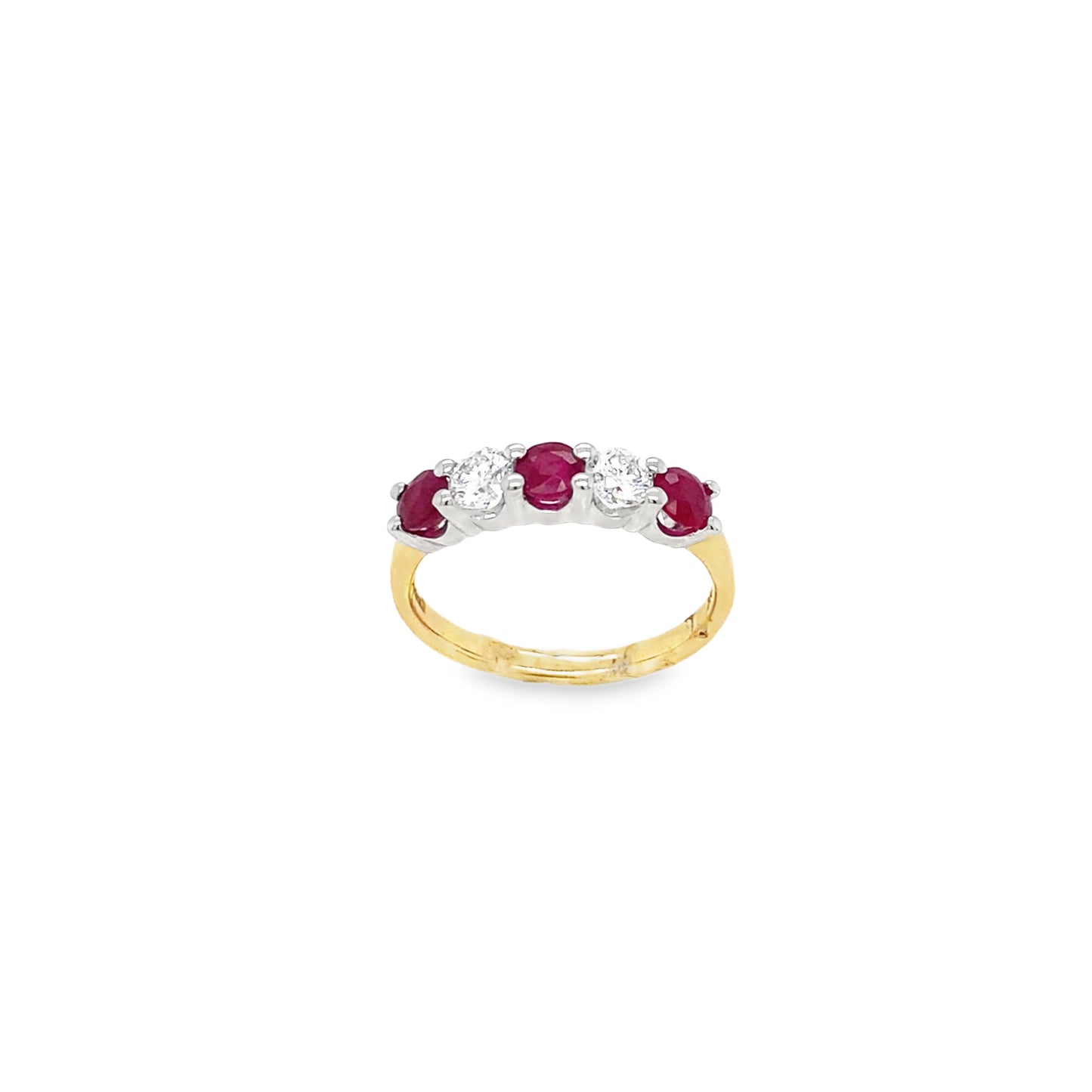 9ct Yellow Gold Five Stone Ruby and Diamond Ring .40ct