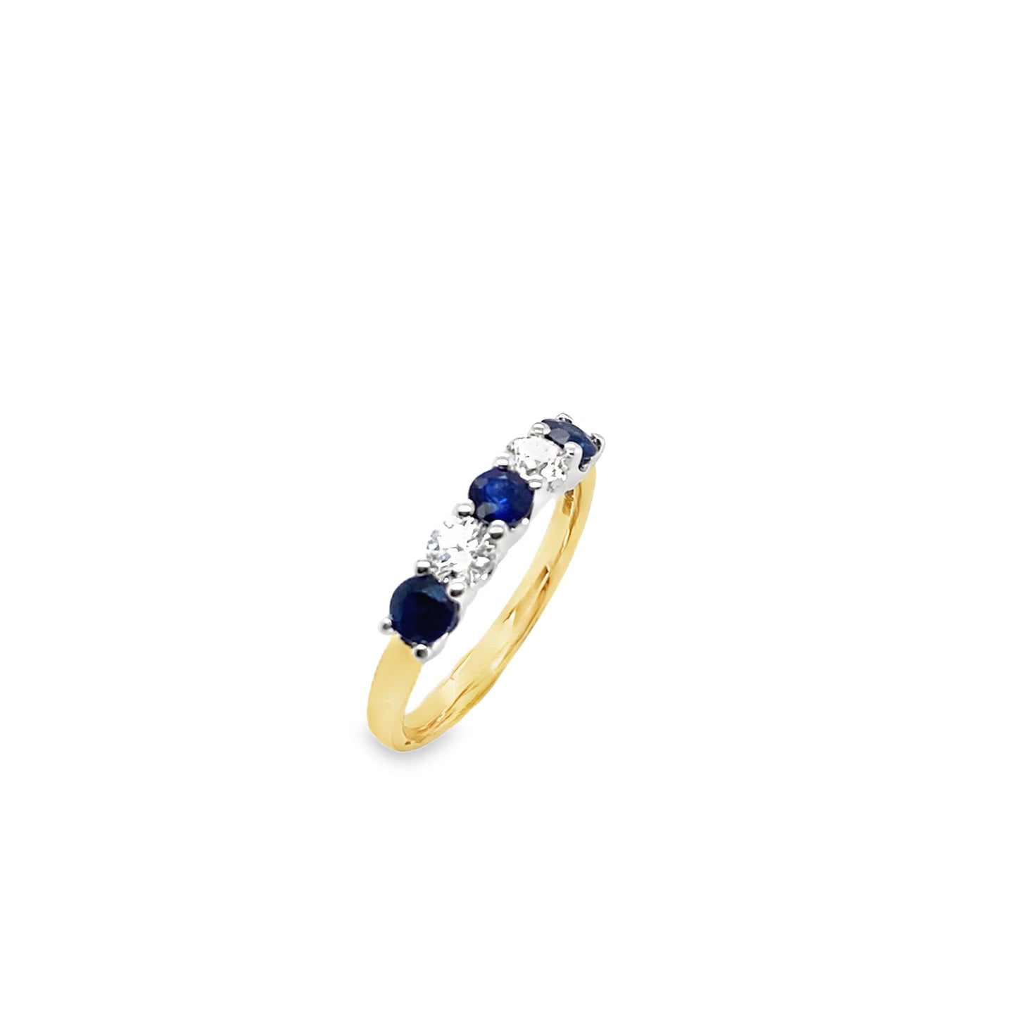 9ct Yellow Gold Five Stone Sapphire and Diamond Ring .40ct