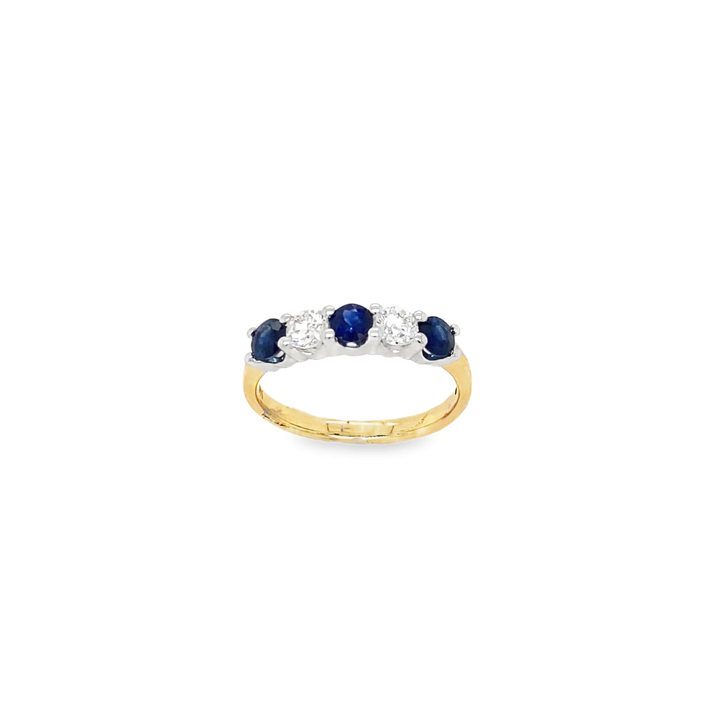9ct Yellow Gold Five Stone Sapphire and Diamond Ring .40ct