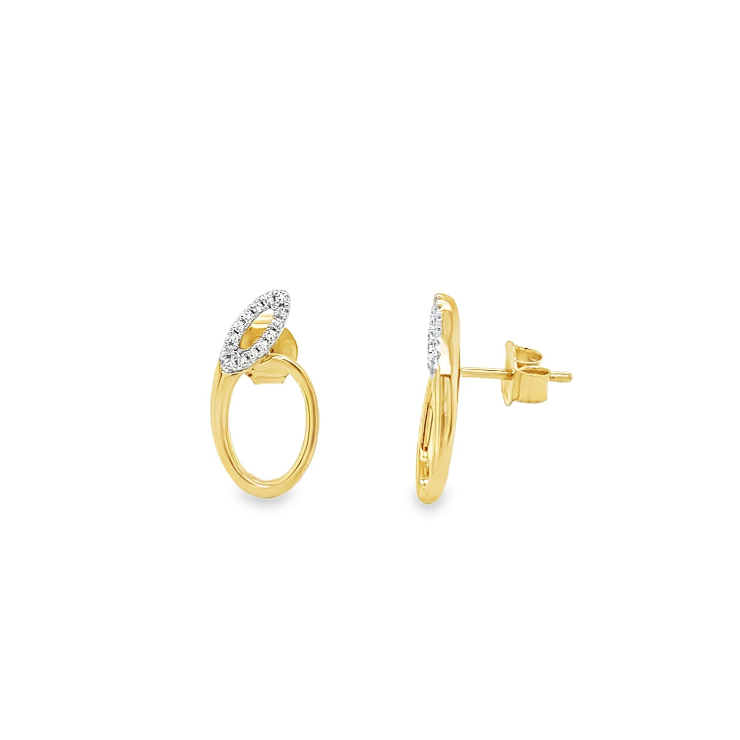 9ct Diamond Set Double Circle Earrings 0.08ct