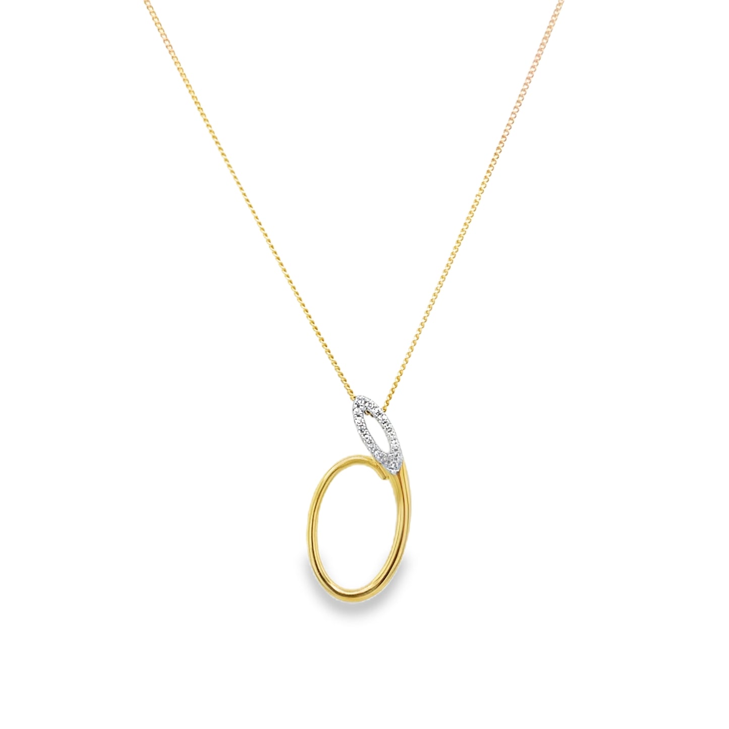 9ct Diamond Set Double Circle Pendant 0.05ct