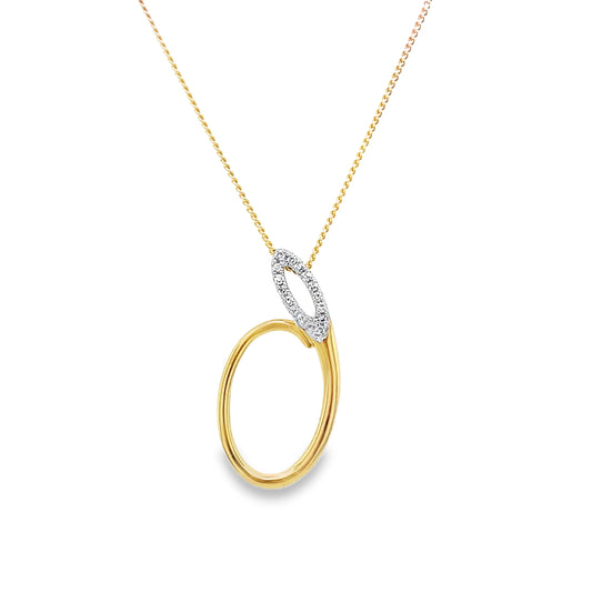 9ct Diamond Set Double Circle Pendant 0.05ct