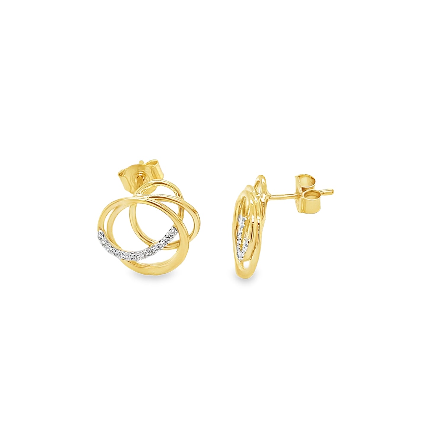 9ct Diamond Set Open Knot Earrings 0.08ct