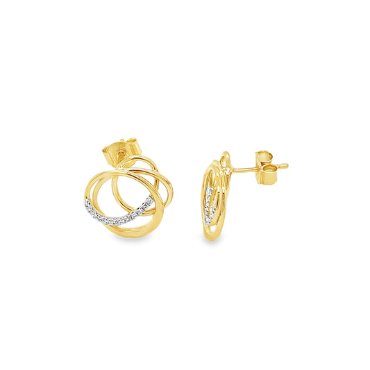 9ct Diamond Set Open Knot Earrings 0.08ct