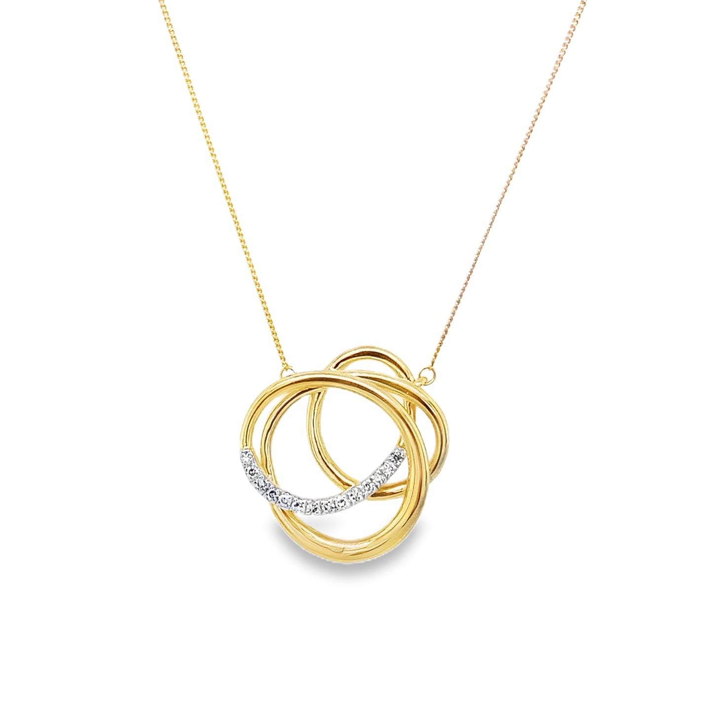 9ct Diamond Set Open Knot Pendant 0.05ct