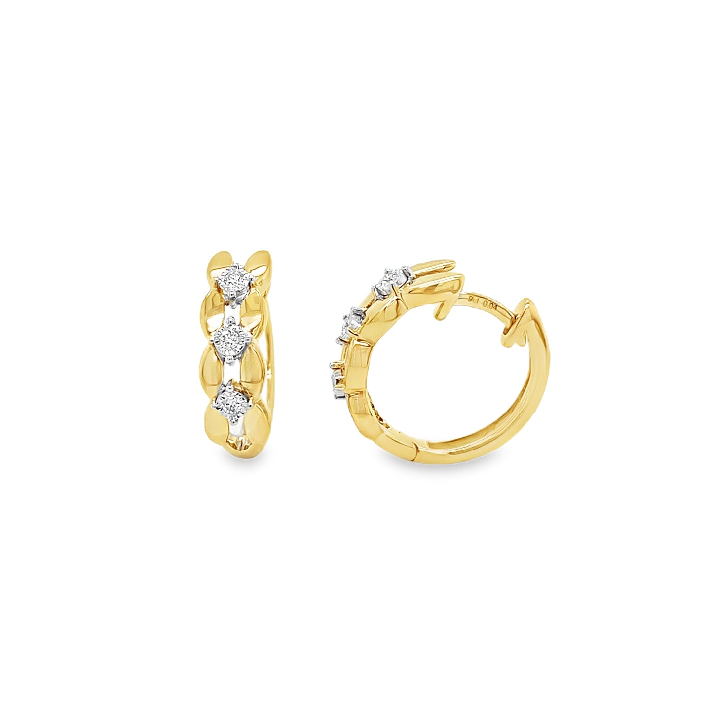 9ct Curve Row Diamond Hoop 0.08ct