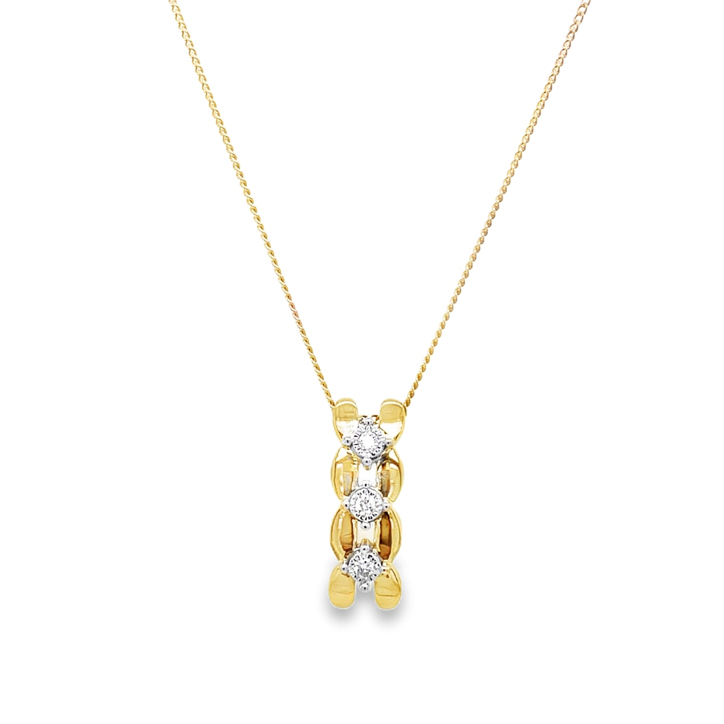 9ct Curve Row Diamond Pendant 0.04ct