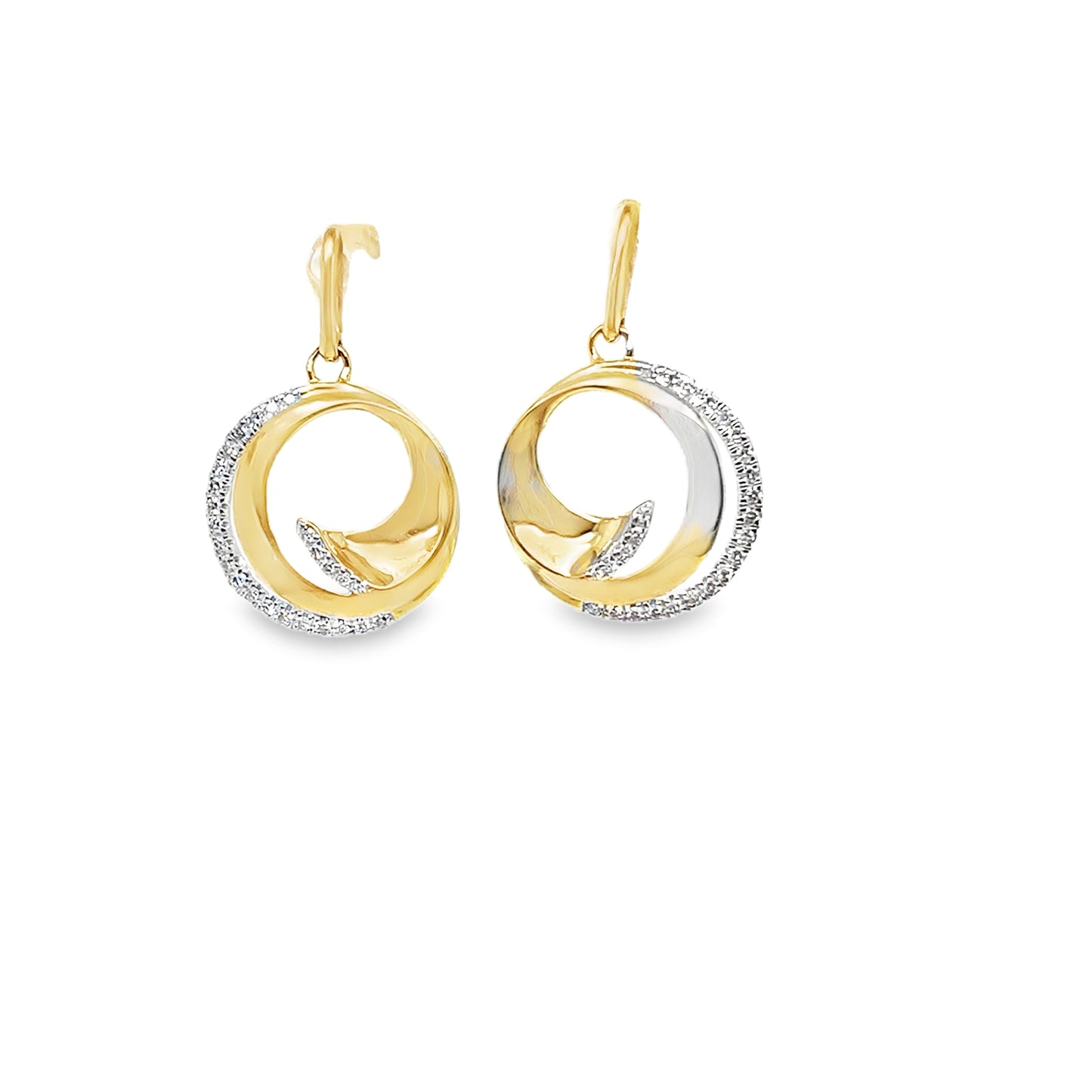 9ct Diamond Circle Swirl Drop Earrings 0.15ct