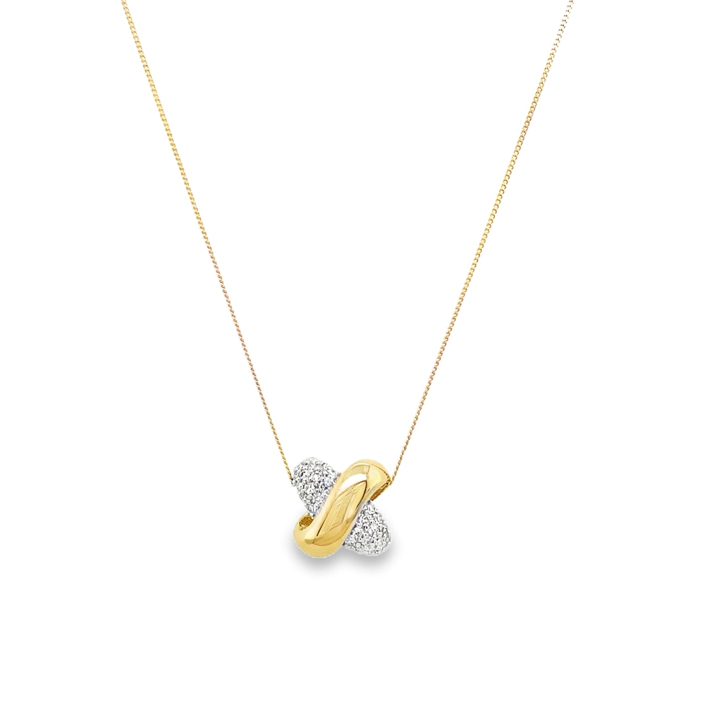 9ct Polished & Diamond Set Kiss Pendant 0.10ct