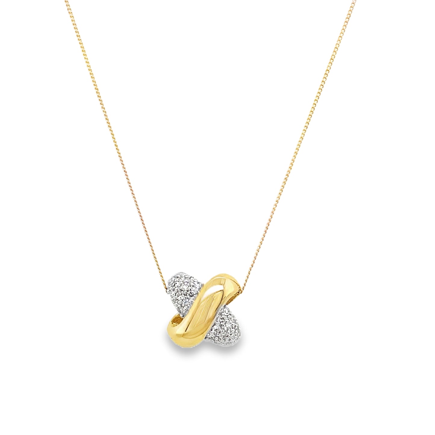 9ct Polished & Diamond Set Kiss Pendant 0.10ct