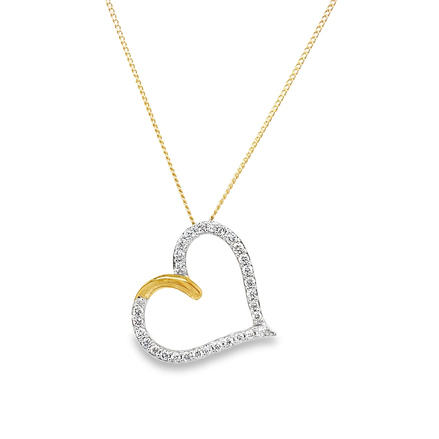 9ct Open Diamond Set Heart Pendant 0.25ct