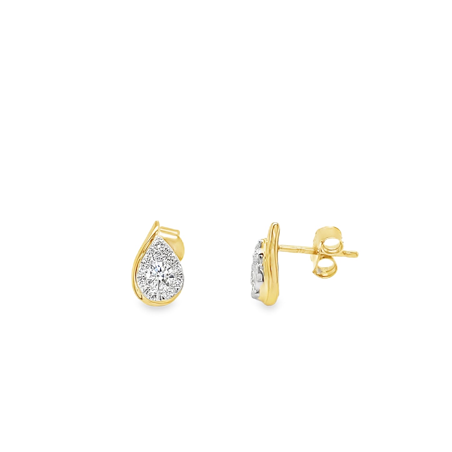 9ct Pear Cut Cultured Diamond Stud Earrings 0.50ct