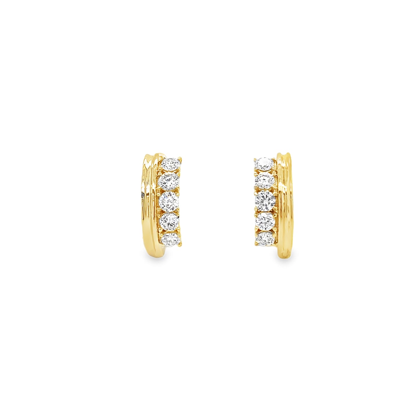 9ct Double Row Diamond Set Cultured Hoop Earrings .50ct