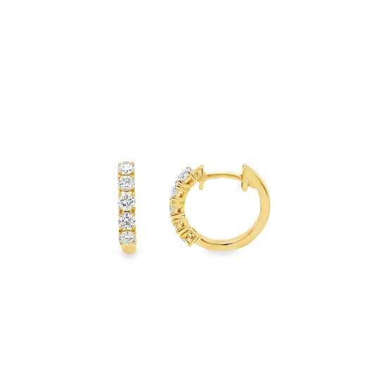 9ct Round Brilliant Claw Set Cultured Hoop Earrings .63ct