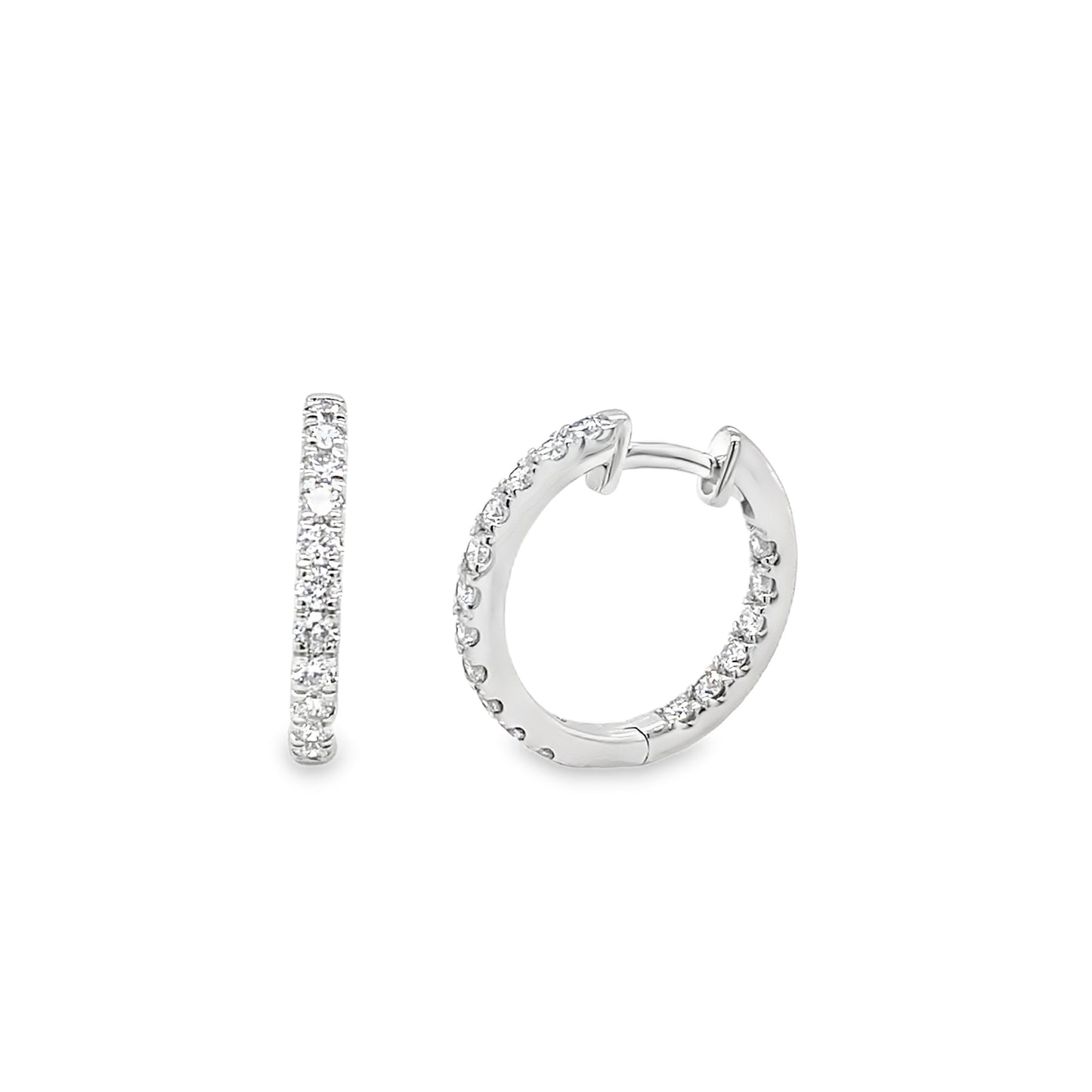 9ct White Gold Round Brilliant Cultured Diamond Set Hoop Earrings 1.00ct