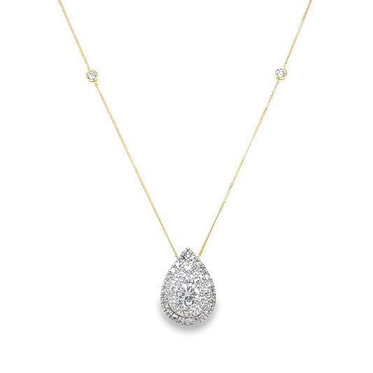 9ct Diamond Pear Cluster Pendant 1.00ct