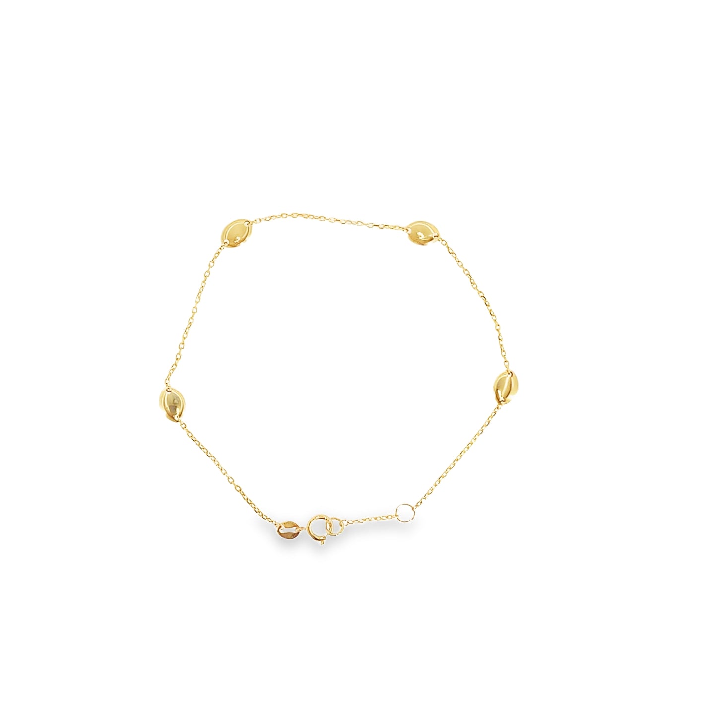 9ct Polished Oval Disc Scatter Bracelet