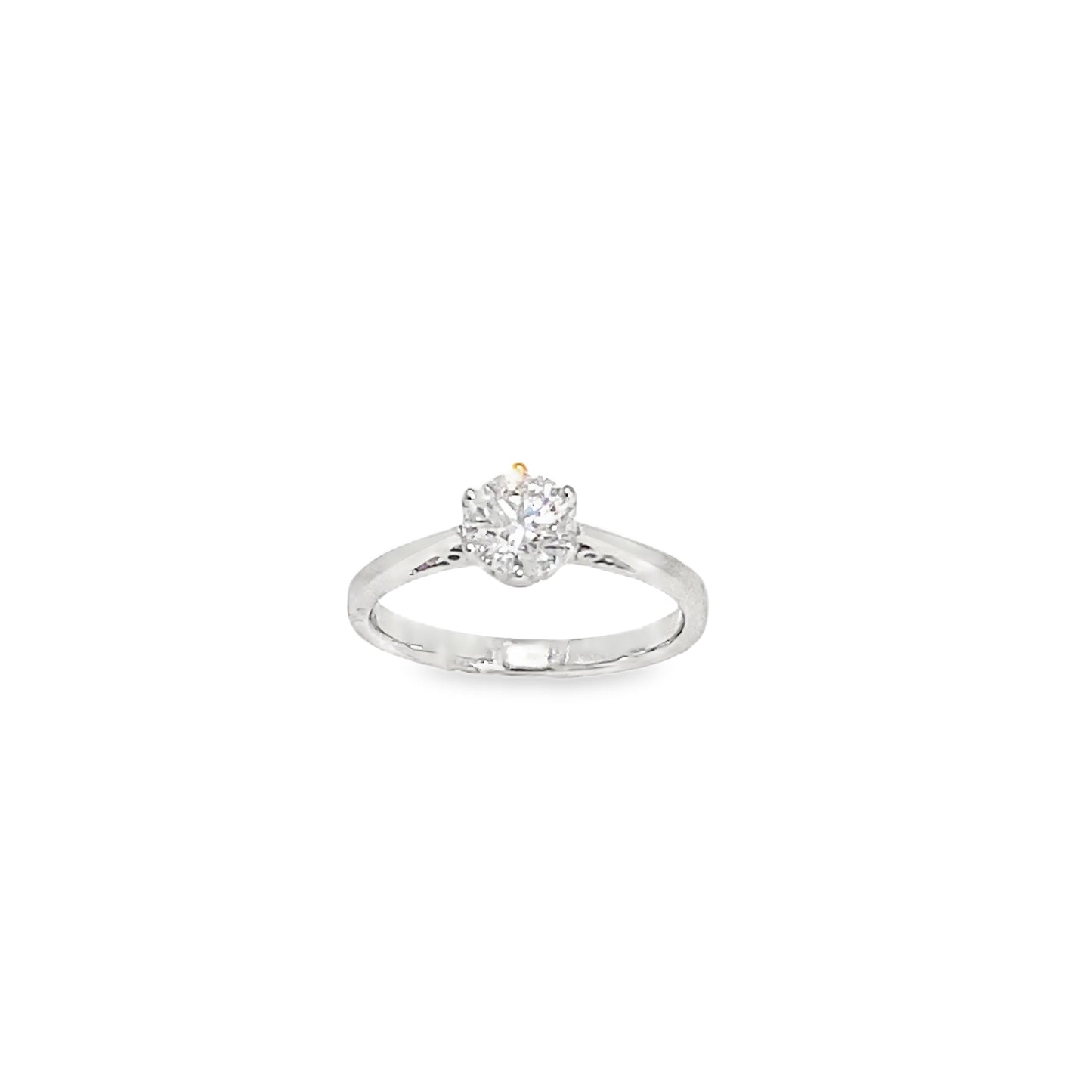 18ct White Gold Six Claw Round Brilliant Soltiaire Diamond Ring 0.81ct