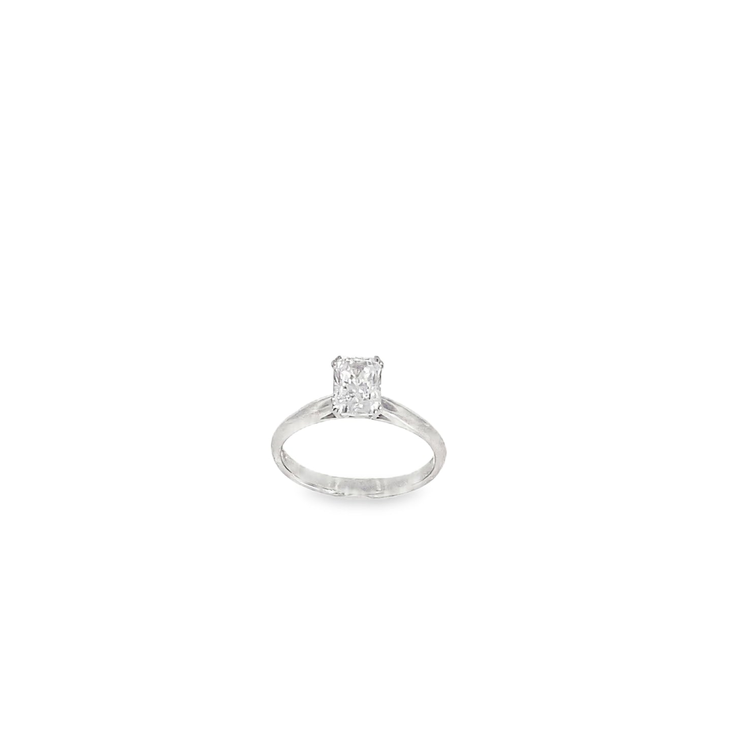 Platinum Radiant Cut Solitaire Cultured Diamond Ring 1.01ct