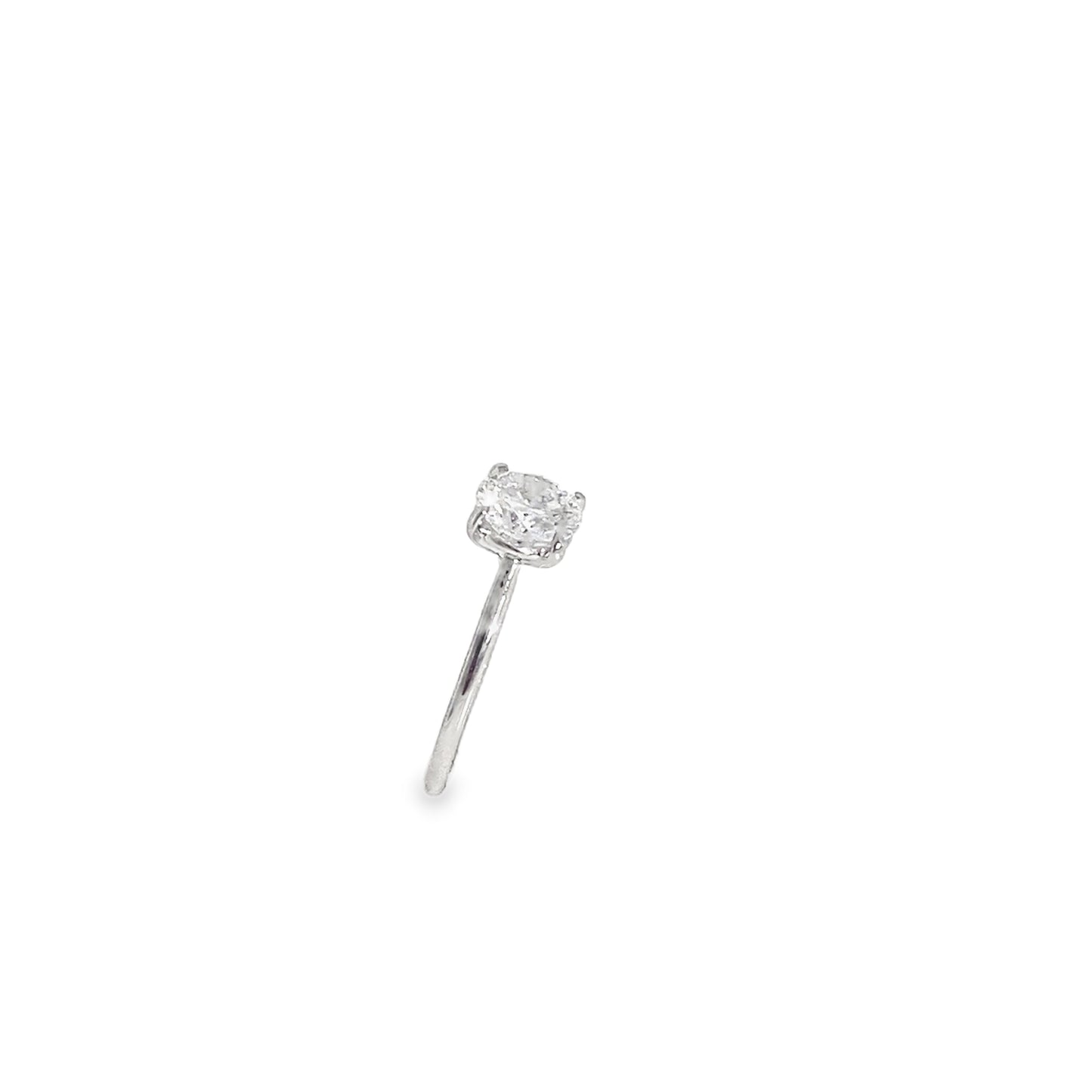 Platinum Four Claw Round Brilliant Cultured Diamond Ring 1.50ct