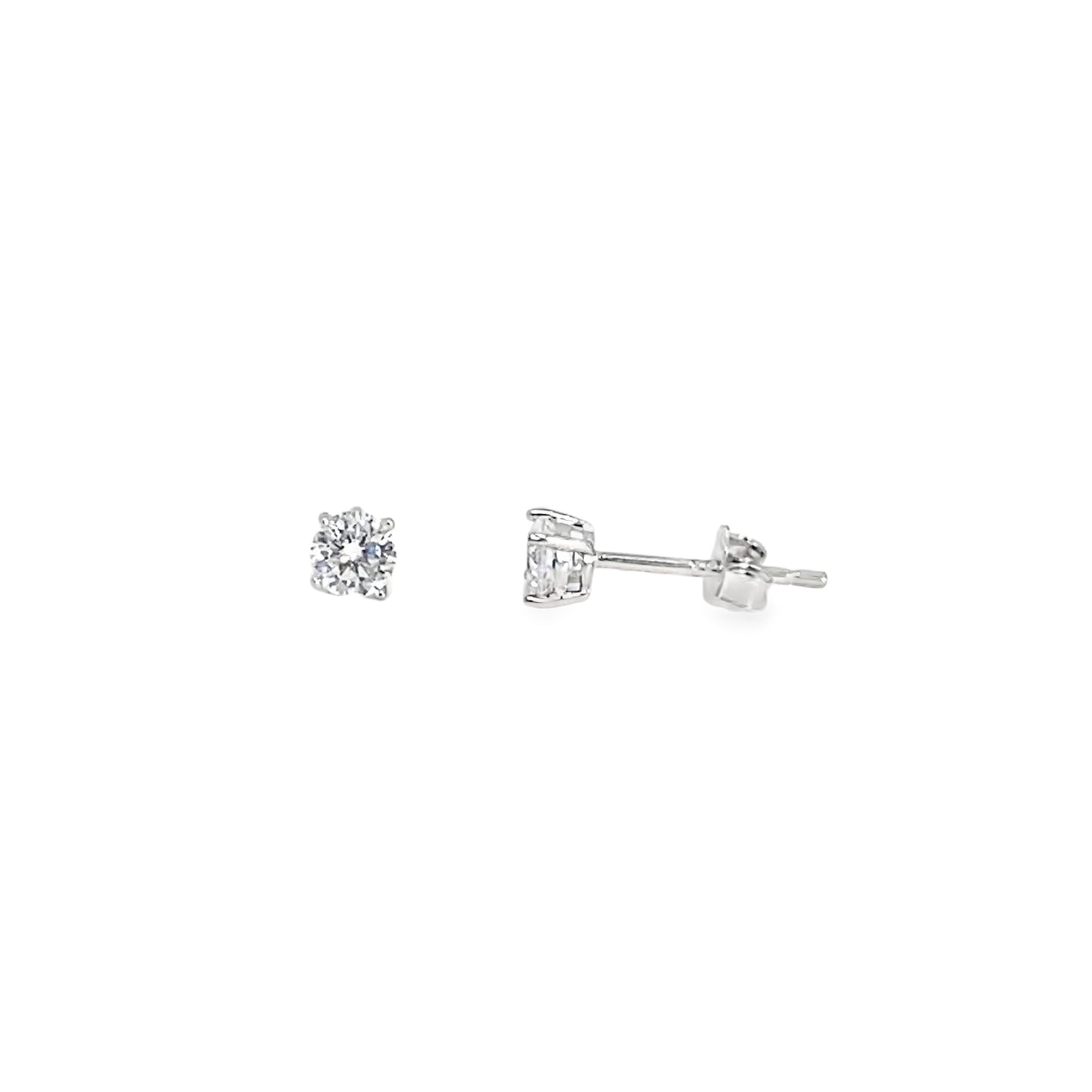 Sterling Silver 4mm Round CZ Earrings