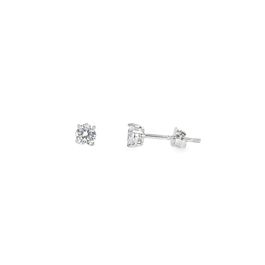 Sterling Silver 4mm Round CZ Earrings