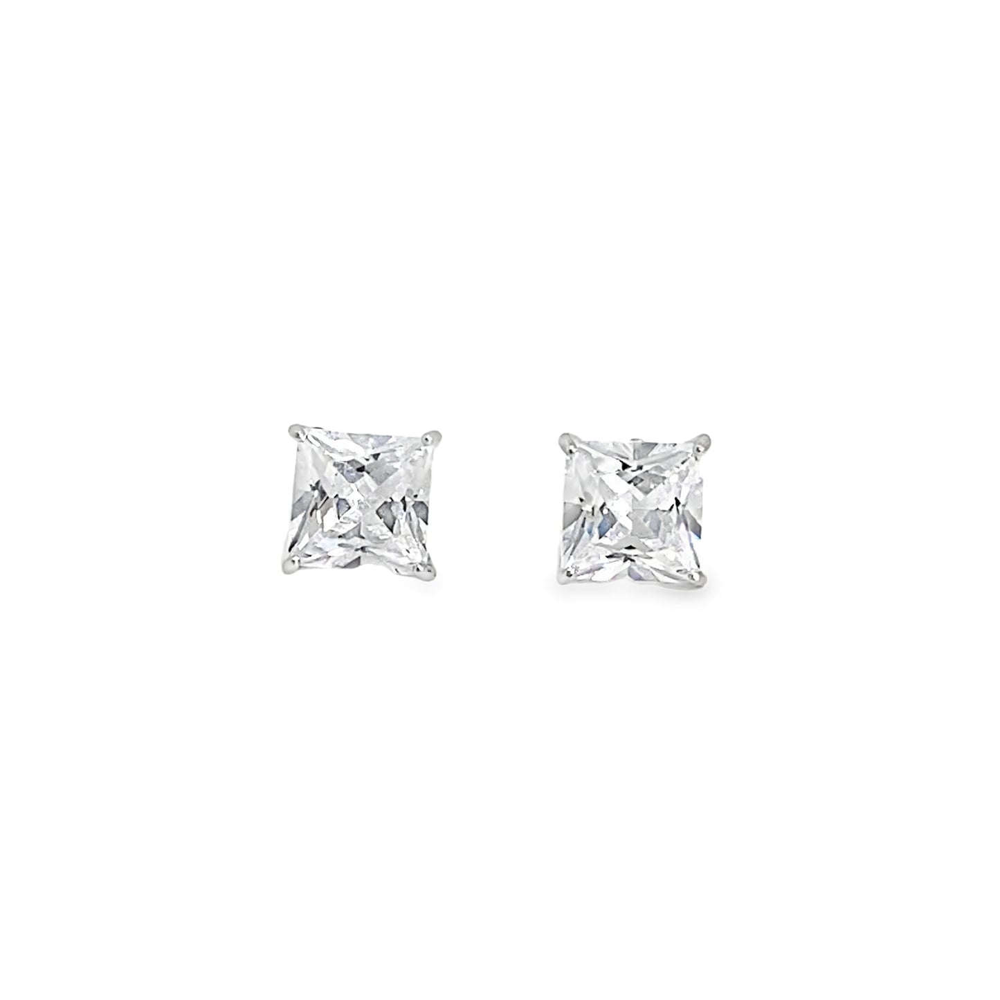 Sterling Silver 7mm Square CZ Earrings