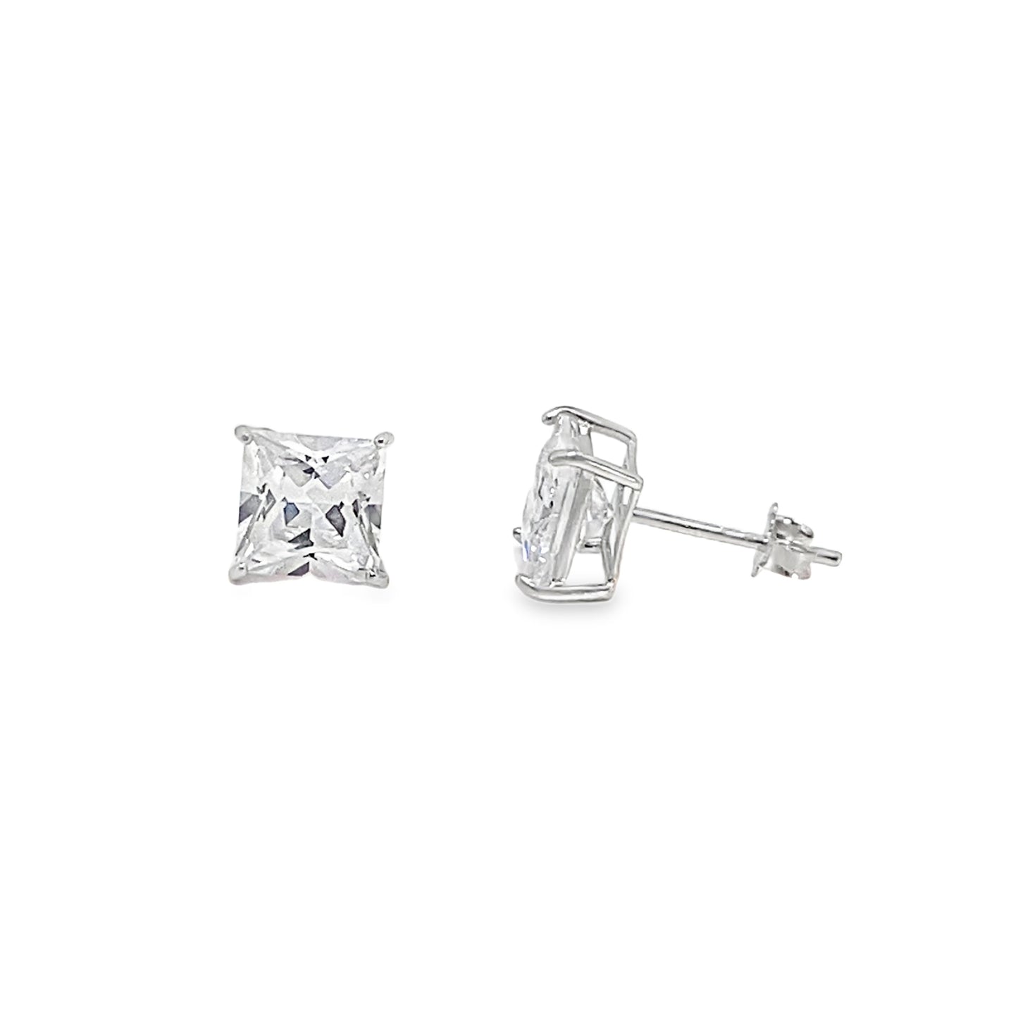 Sterling Silver 7mm Square CZ Earrings
