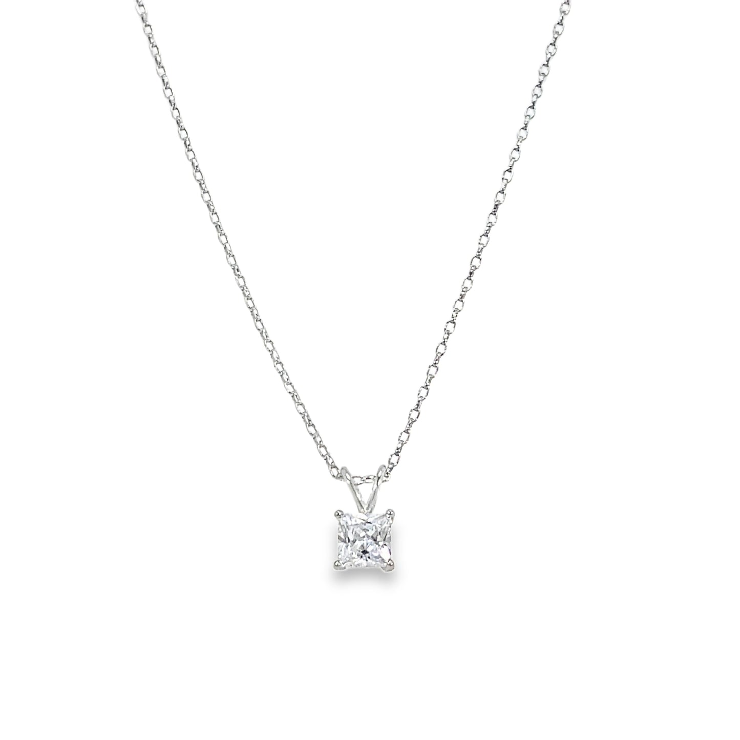 Sterling Silver 5mm Square CZ Pendant