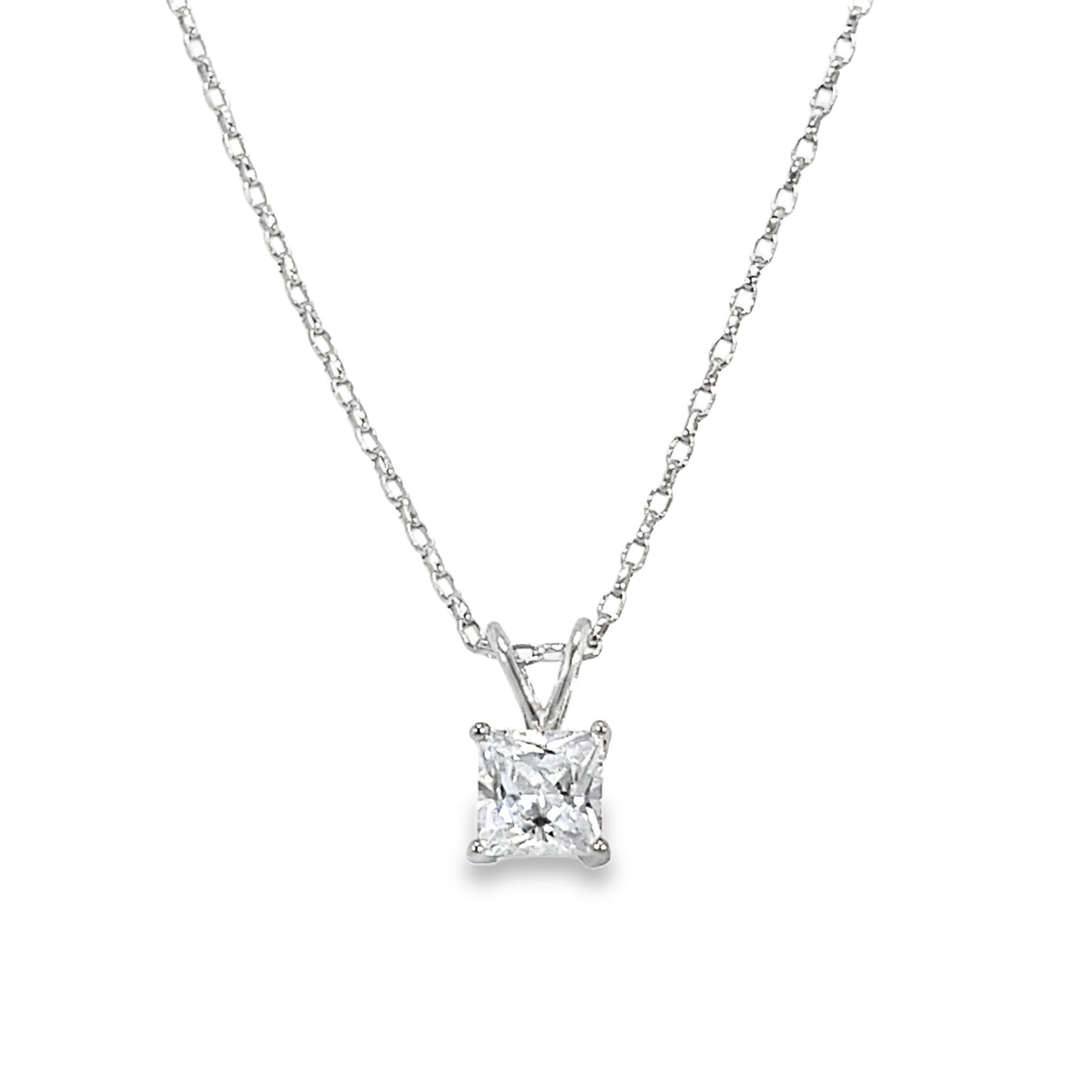 Sterling Silver 5mm Square CZ Pendant